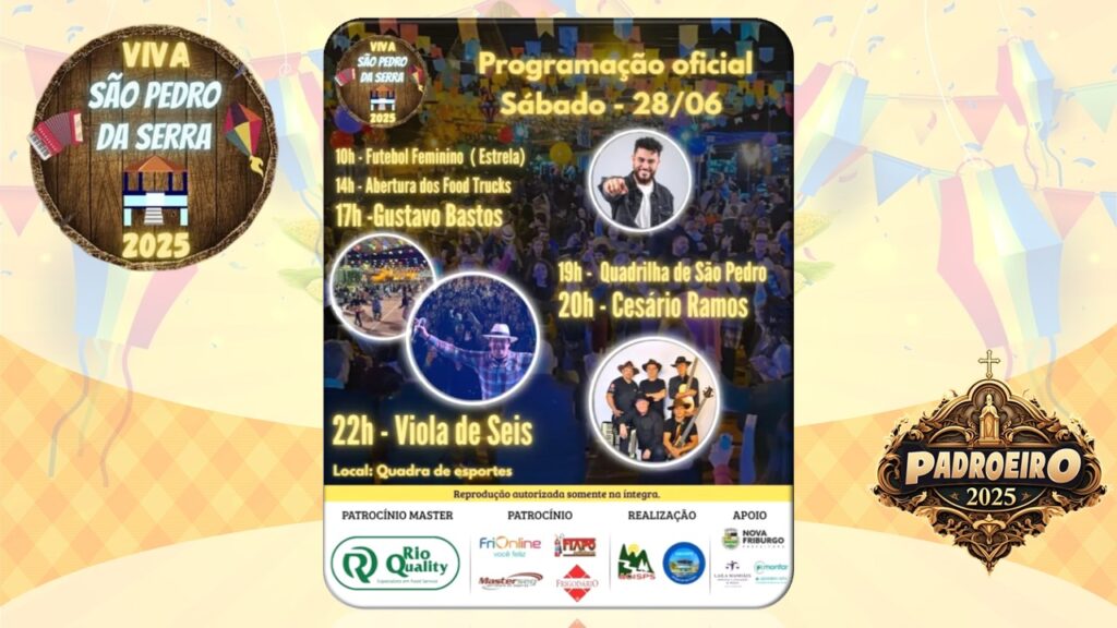 PROGRAMAÇÃO SÁBADO FESTA DO PADROEIRO 2025