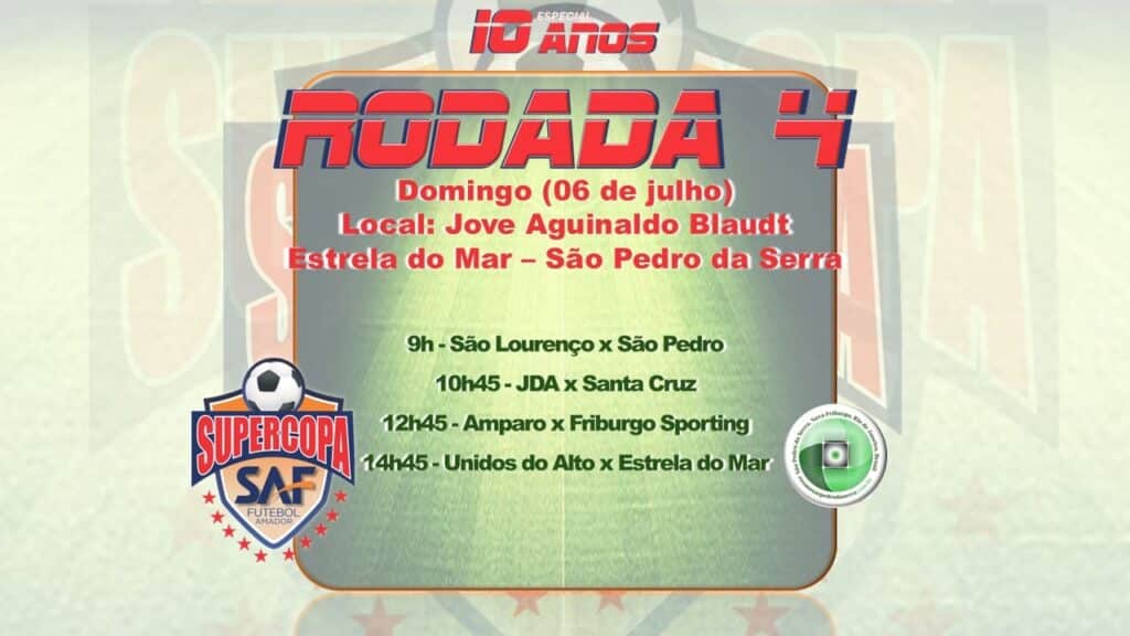 4ª RODADA SUPERCOPA SAF 2025 AGENDA